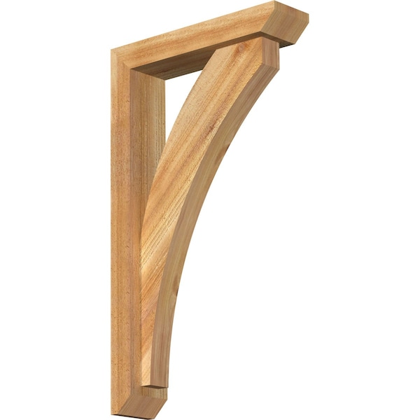 Ekena Millwork Thorton Slat Rough Sawn Bracket w/ Offset Brace, Western Red Cedar, 4"W x 16"D x 28"H BKT0402X16X28THR06RWR - main